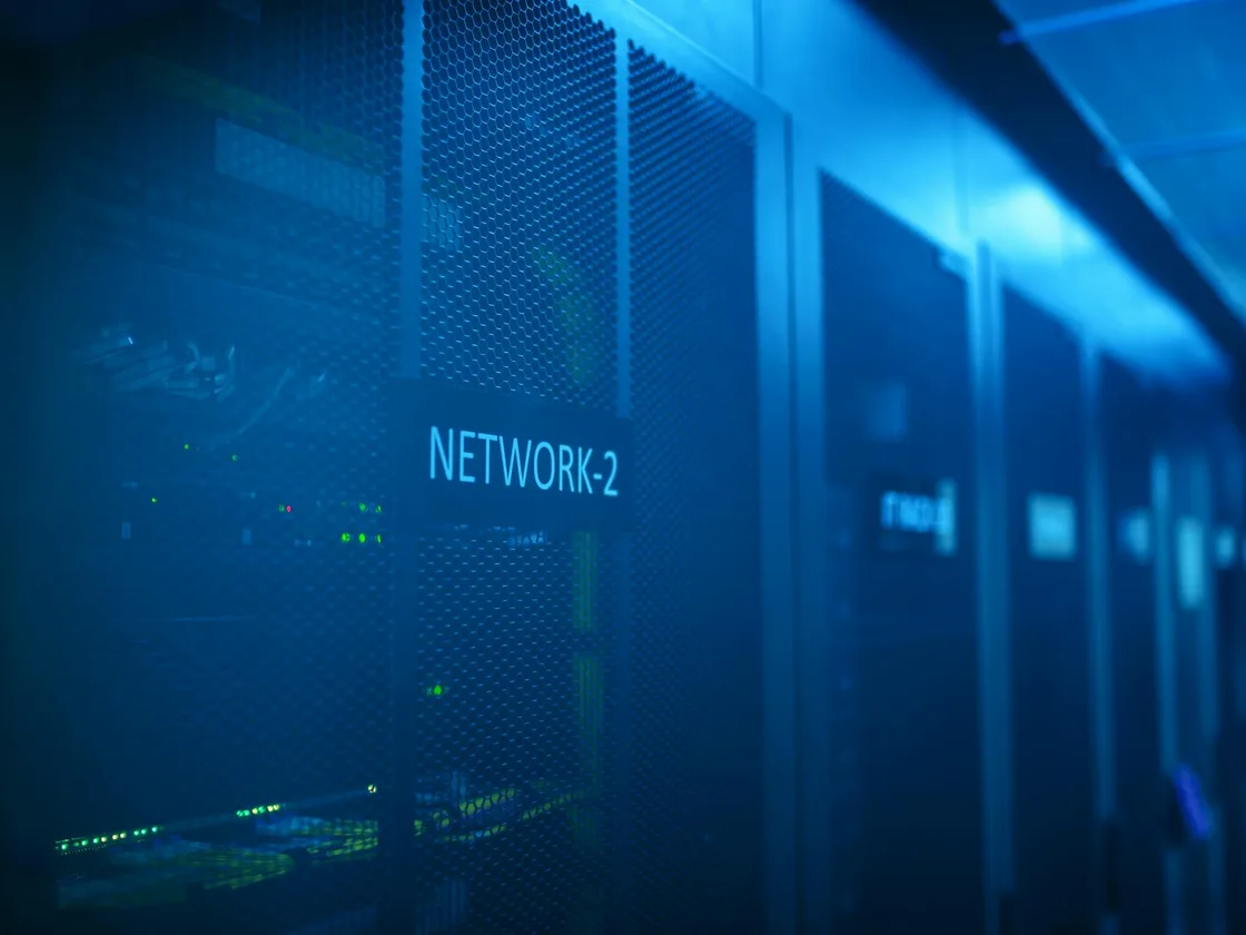 Enterprise data center with server racks